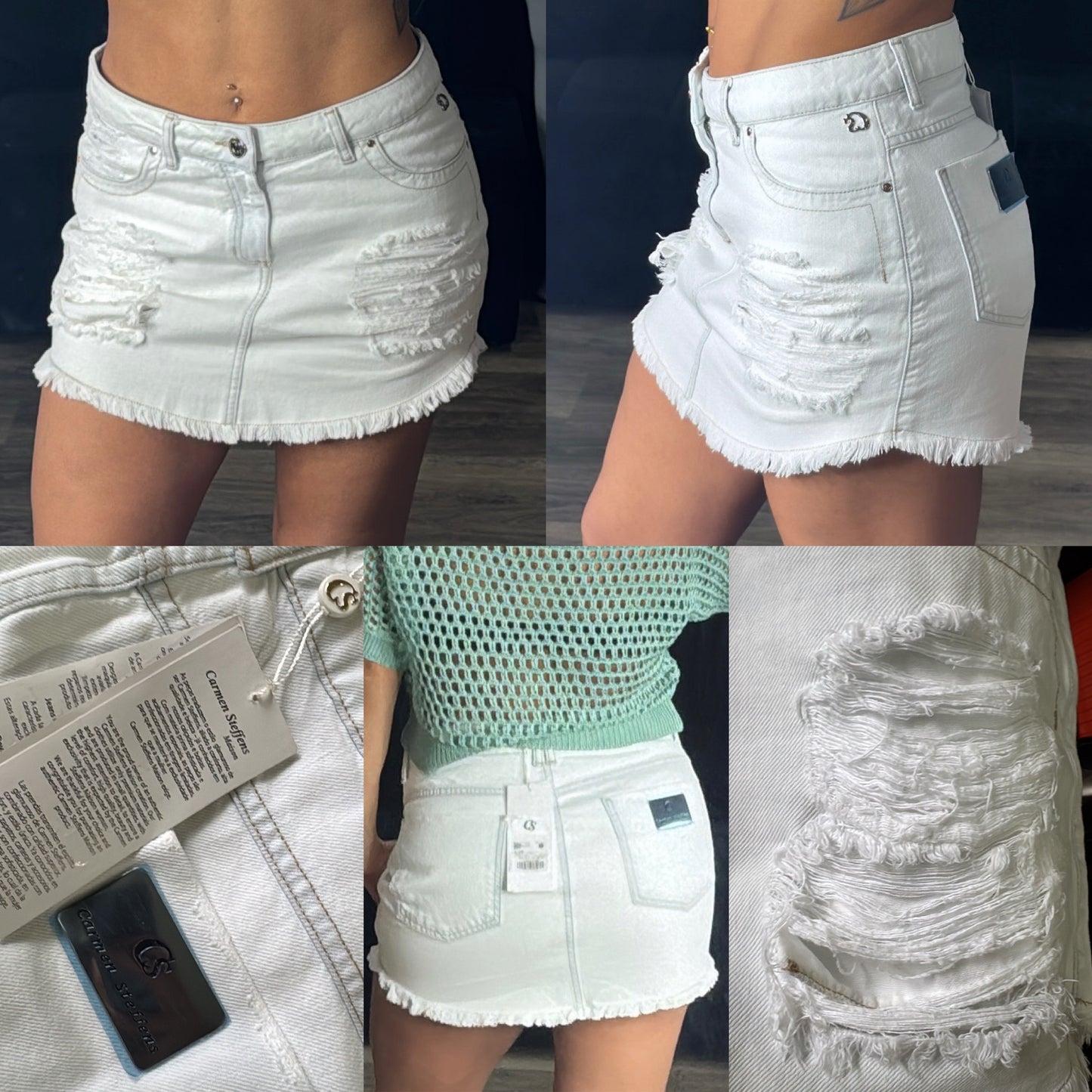 Saia Jeans Claro Destroyed Carmen Steffens