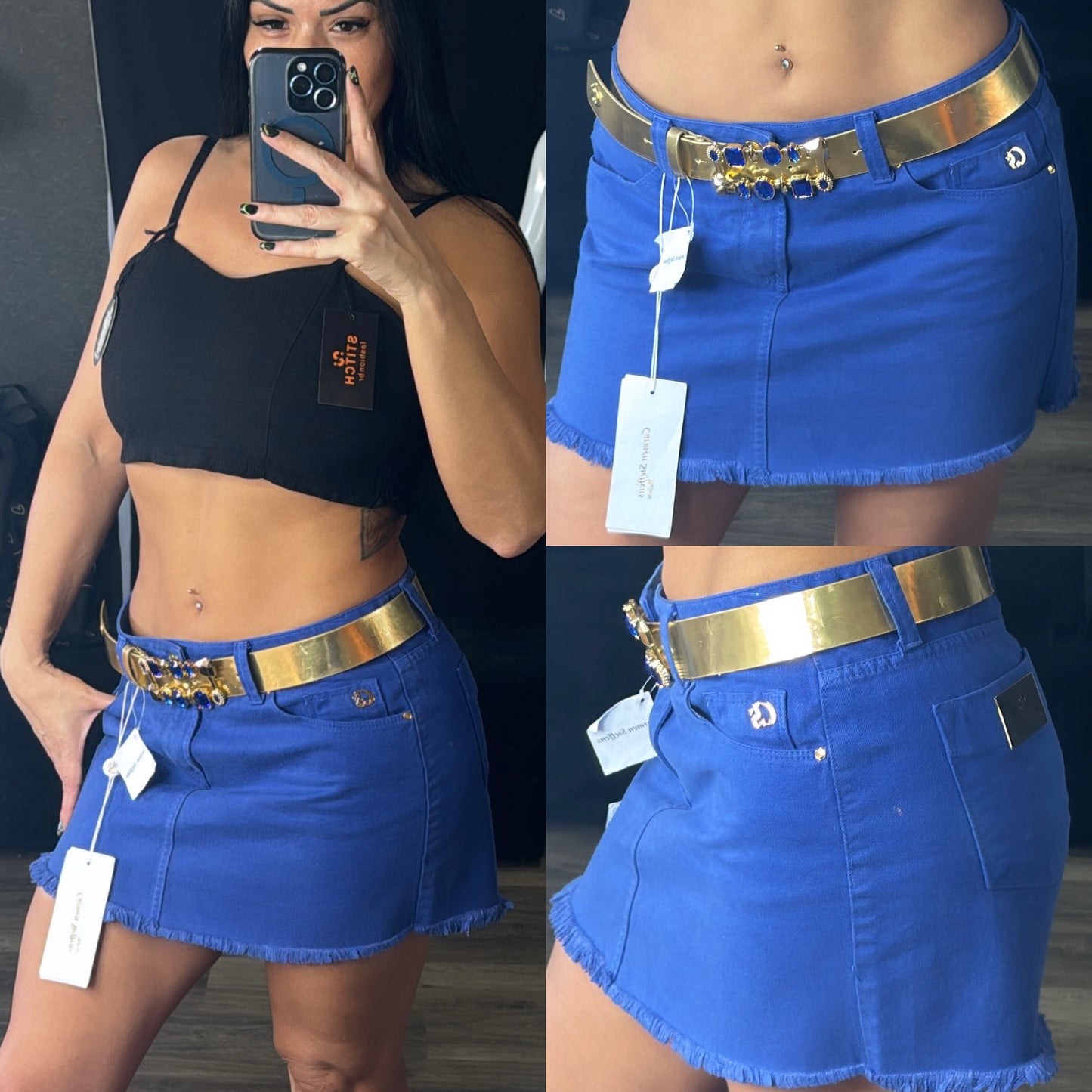Saia Jeans + Cinto Carmen Steffens