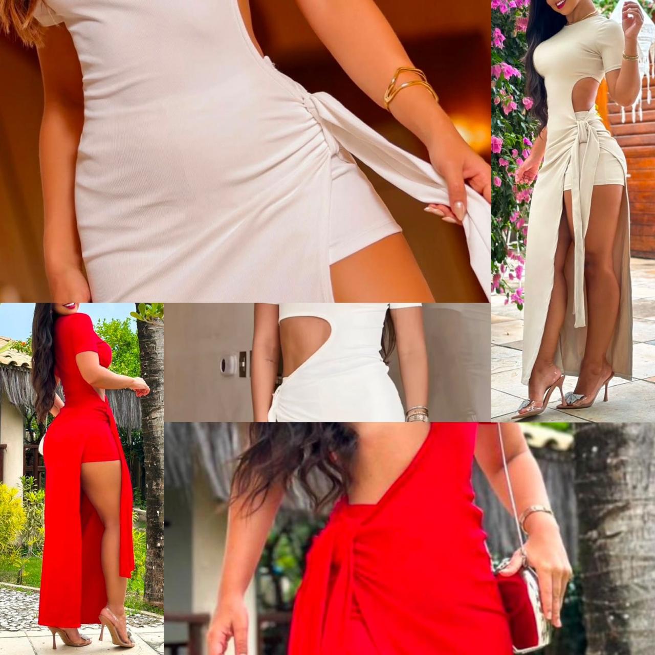 VESTIDO LONGO FENDA C/ SHORTS