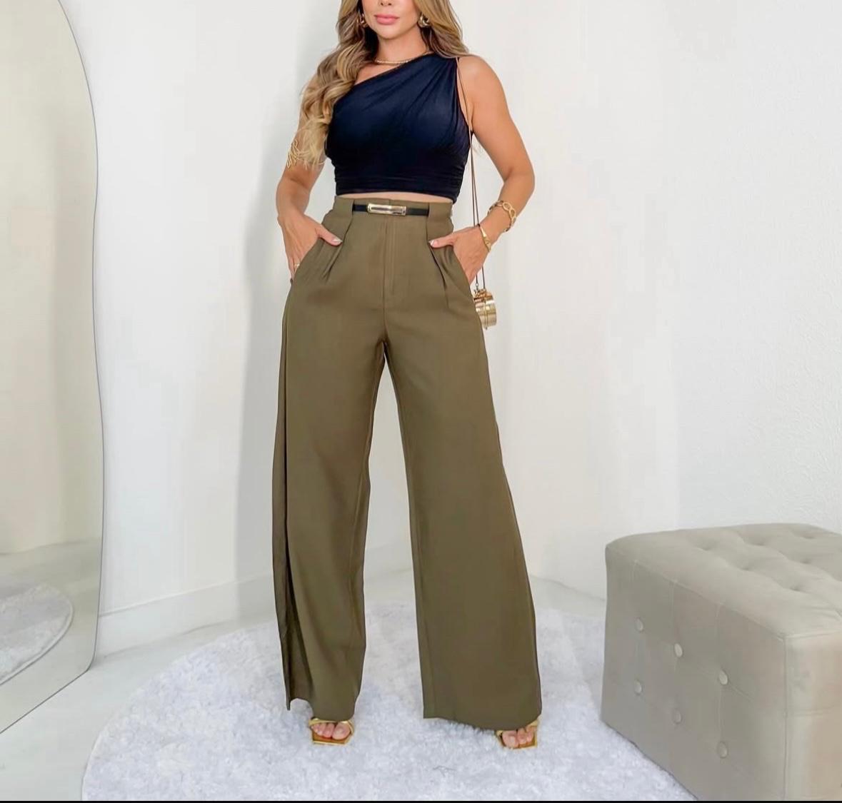 Calça Alfaiataria Linho Com Cinto