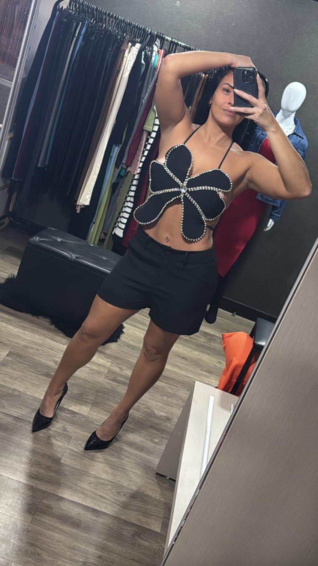 Cropped Flor Strass