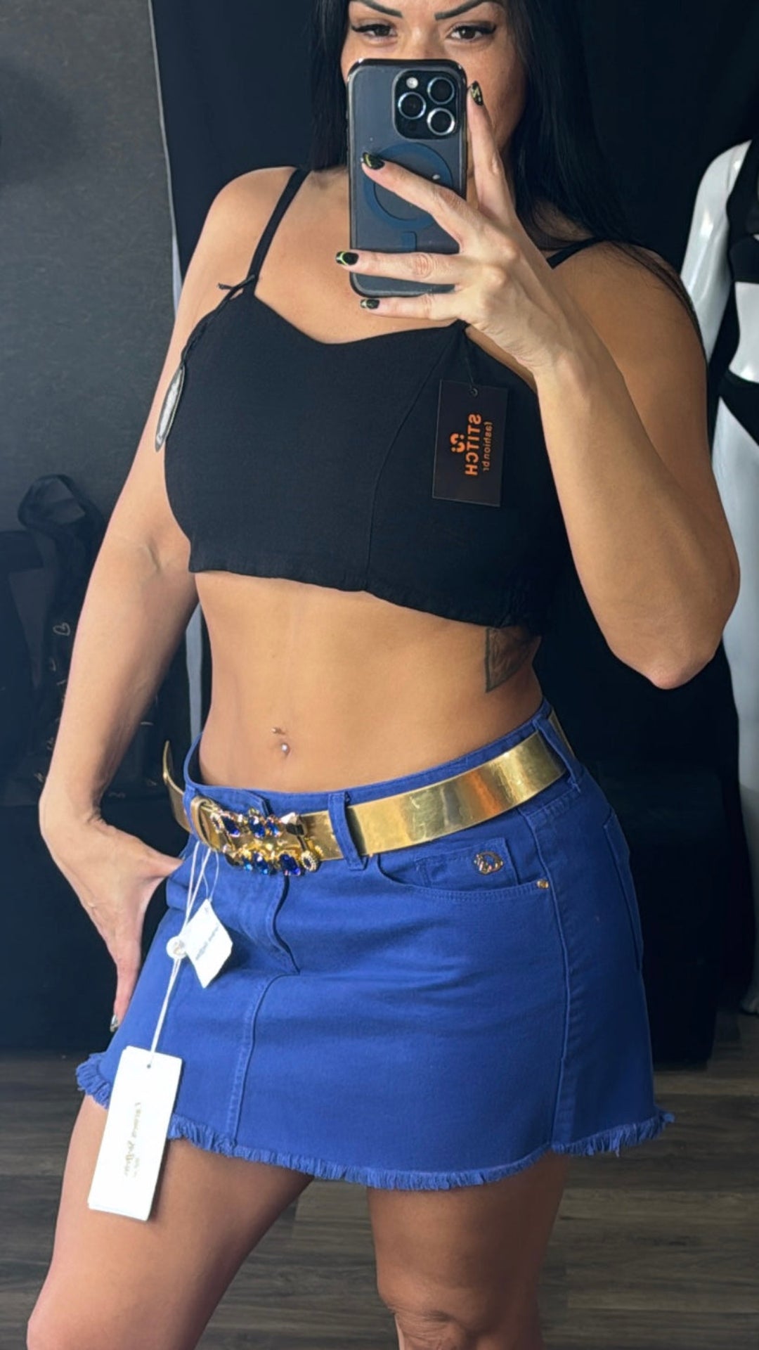 Saia Jeans + Cinto Carmen Steffens