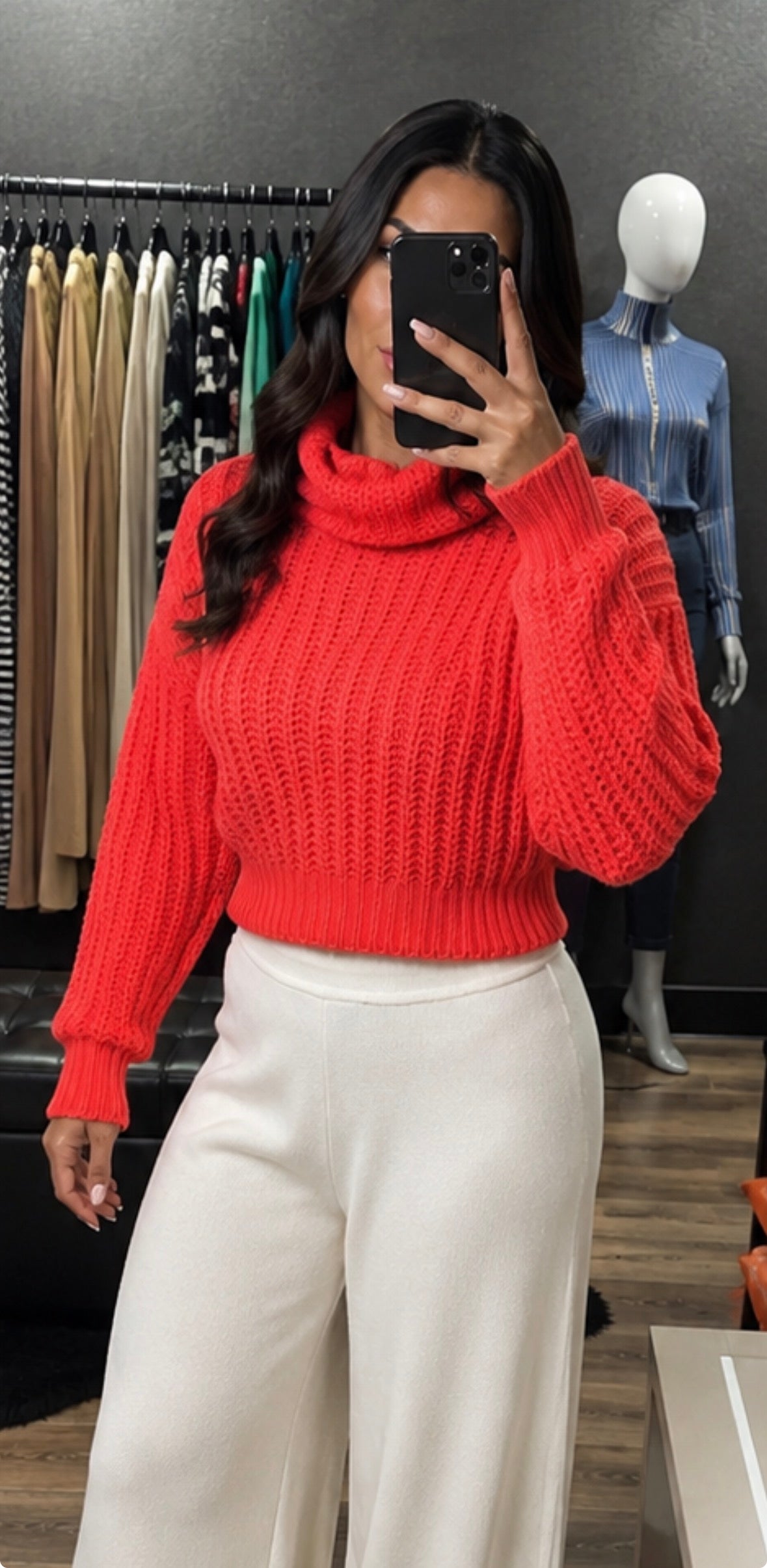 Blusas Tricô Gola Alta