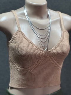 BLUSINHA REGATA BEGE TRICOT
