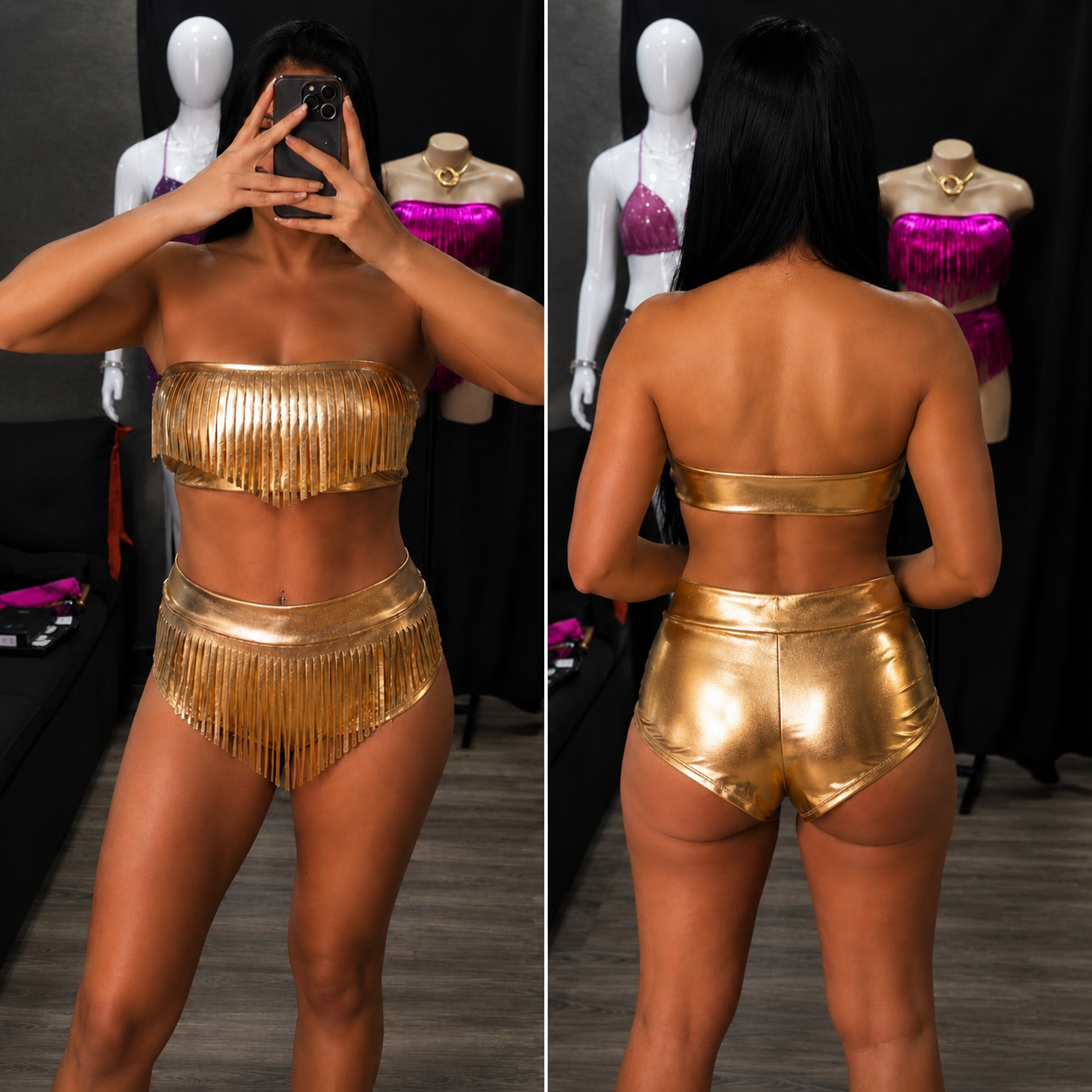 Conjunto Festival Hot Pants + Faixa C/ Franja