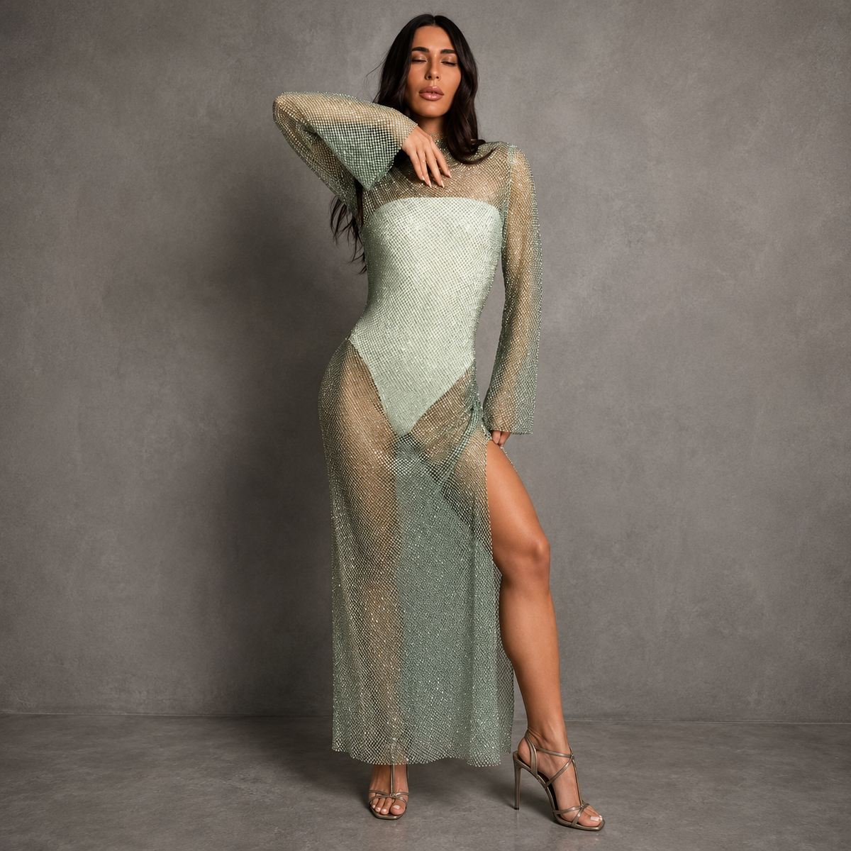 Vestido Tela C/ Lycra Strass