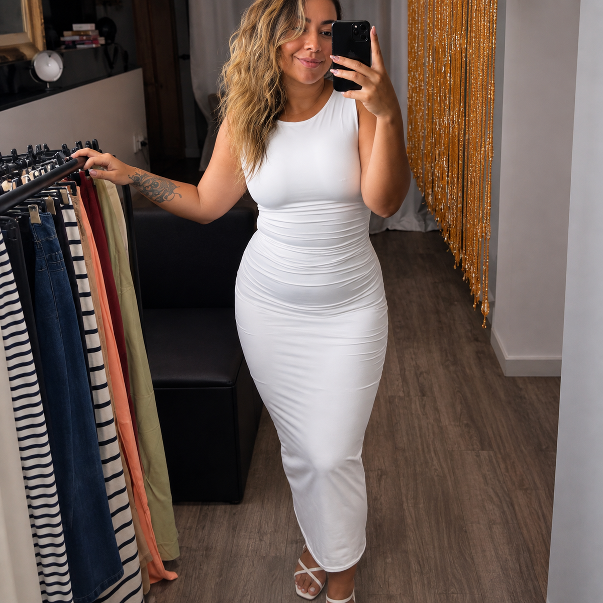 Vestido Longo Zara Drapeado Lateral