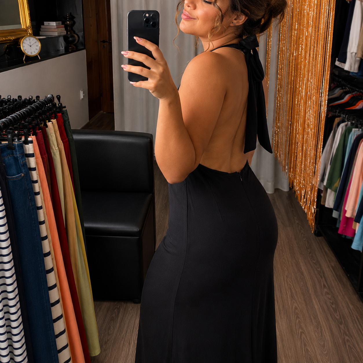 Vestido Alfaiataria Longo Costas Nua
