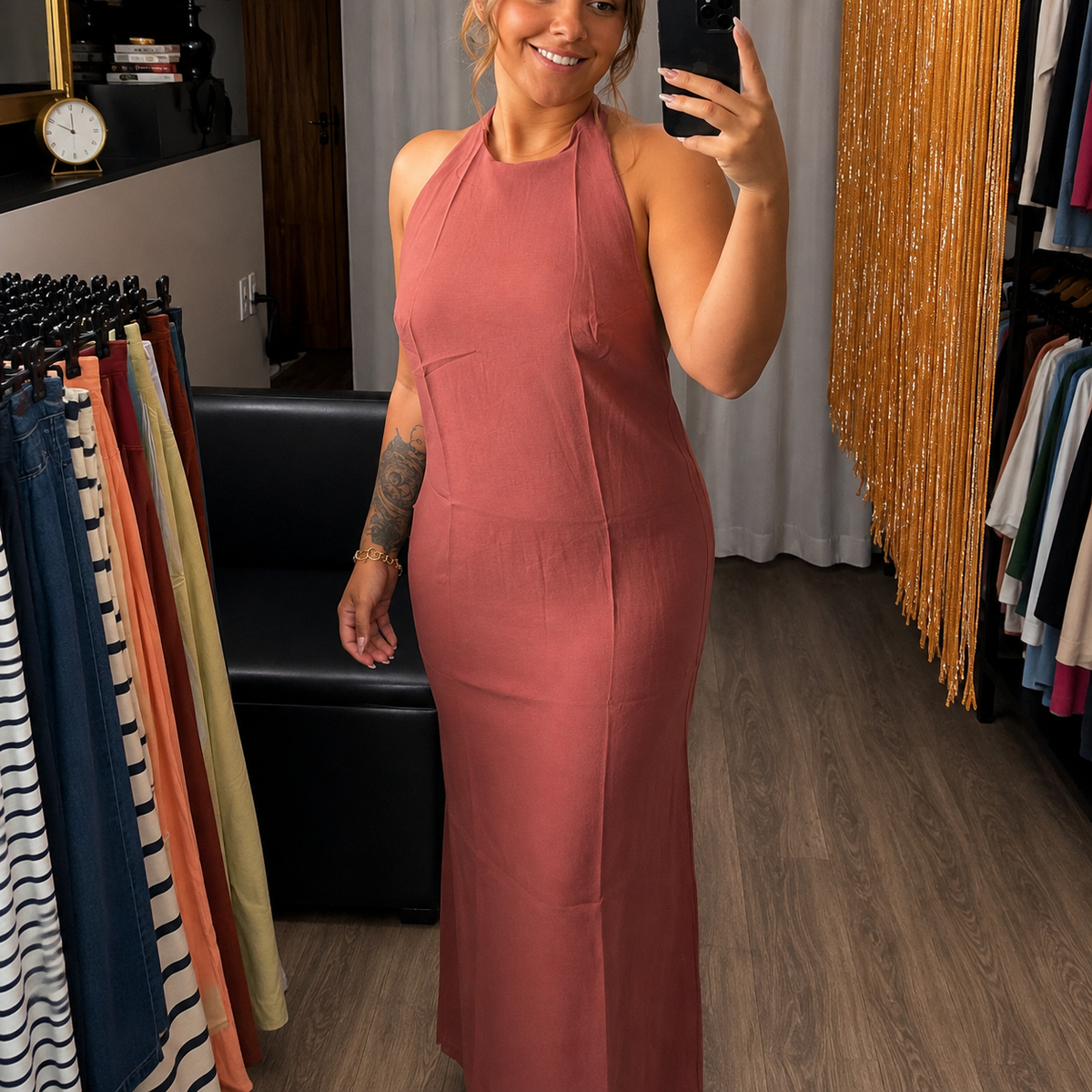 Vestido Alfaiataria Longo Costas Nua