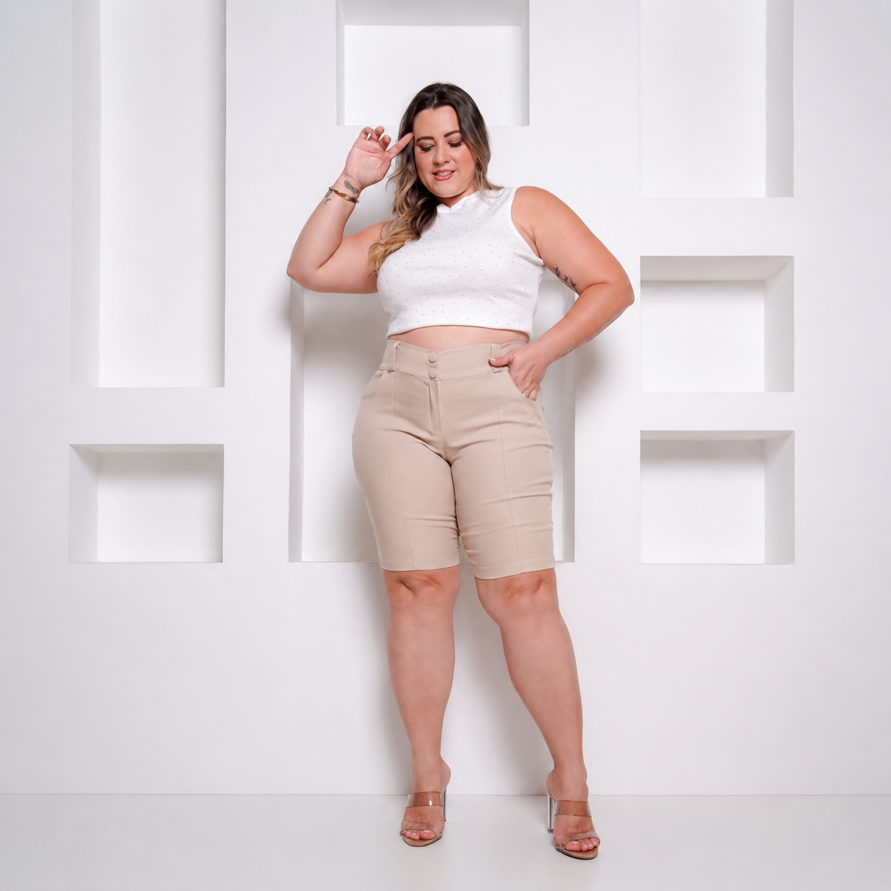Bermuda Botão Plus Size
