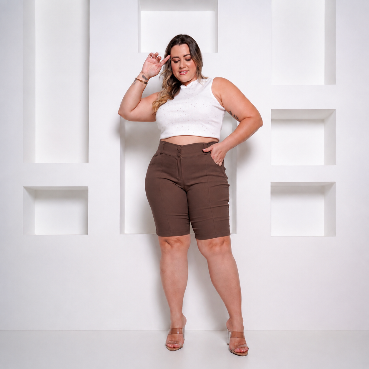 Bermuda Botão Plus Size