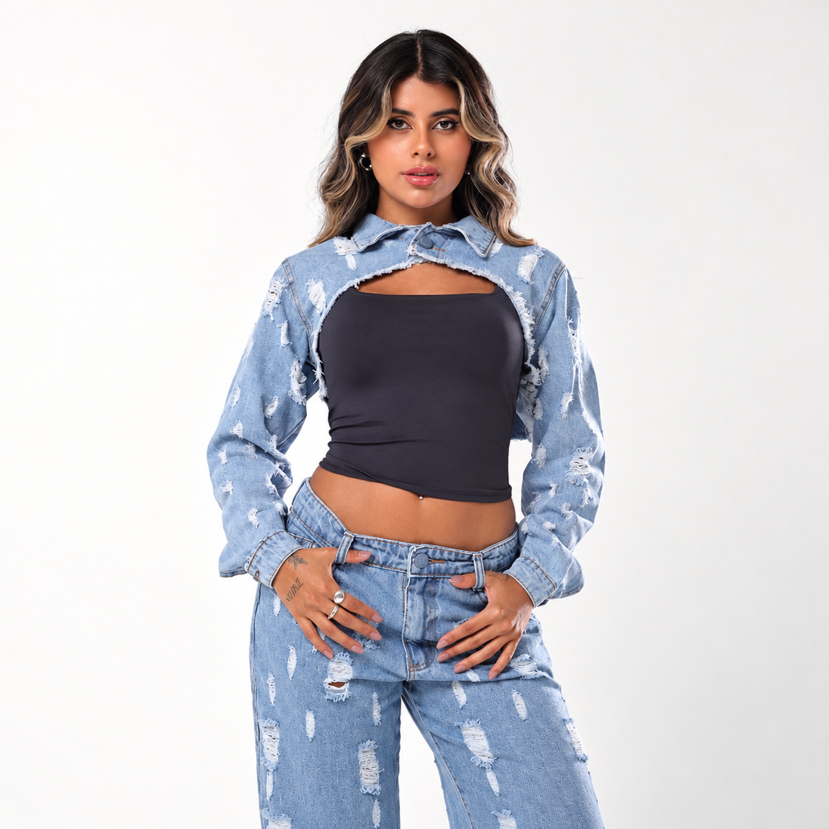Jaqueta Jeans Cropped Hillary