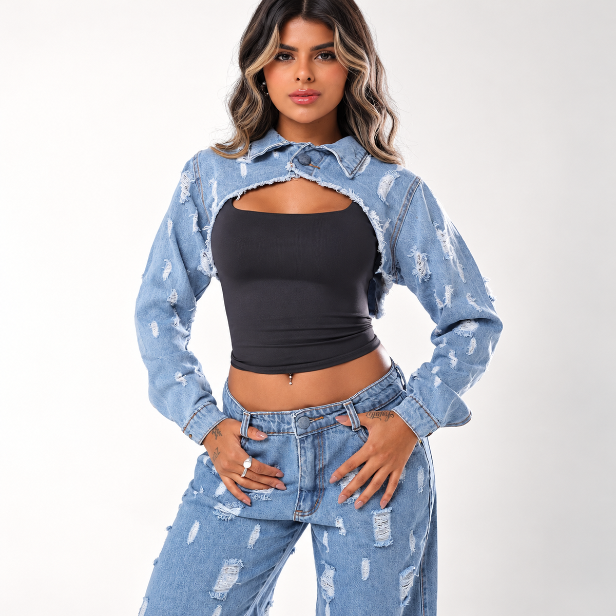 Jaqueta Jeans Cropped Hillary