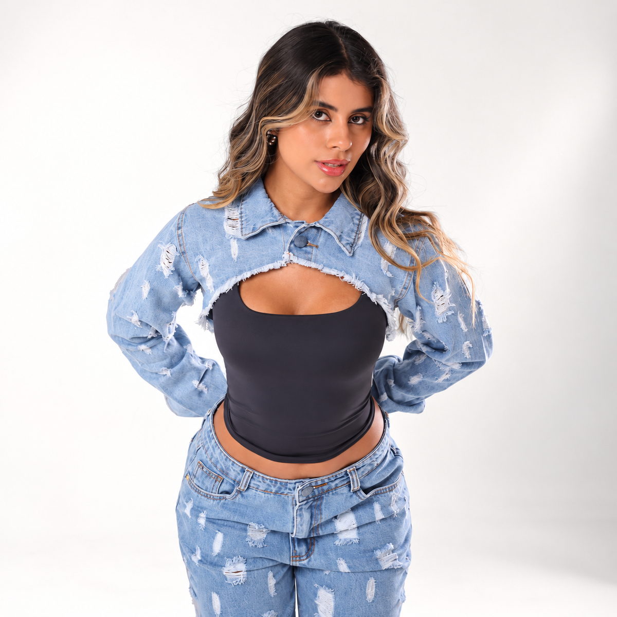 Jaqueta Jeans Cropped Hillary