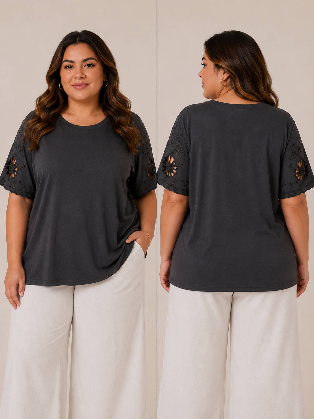 Blusinha Basica Com Aplicaçao Nas Mangas