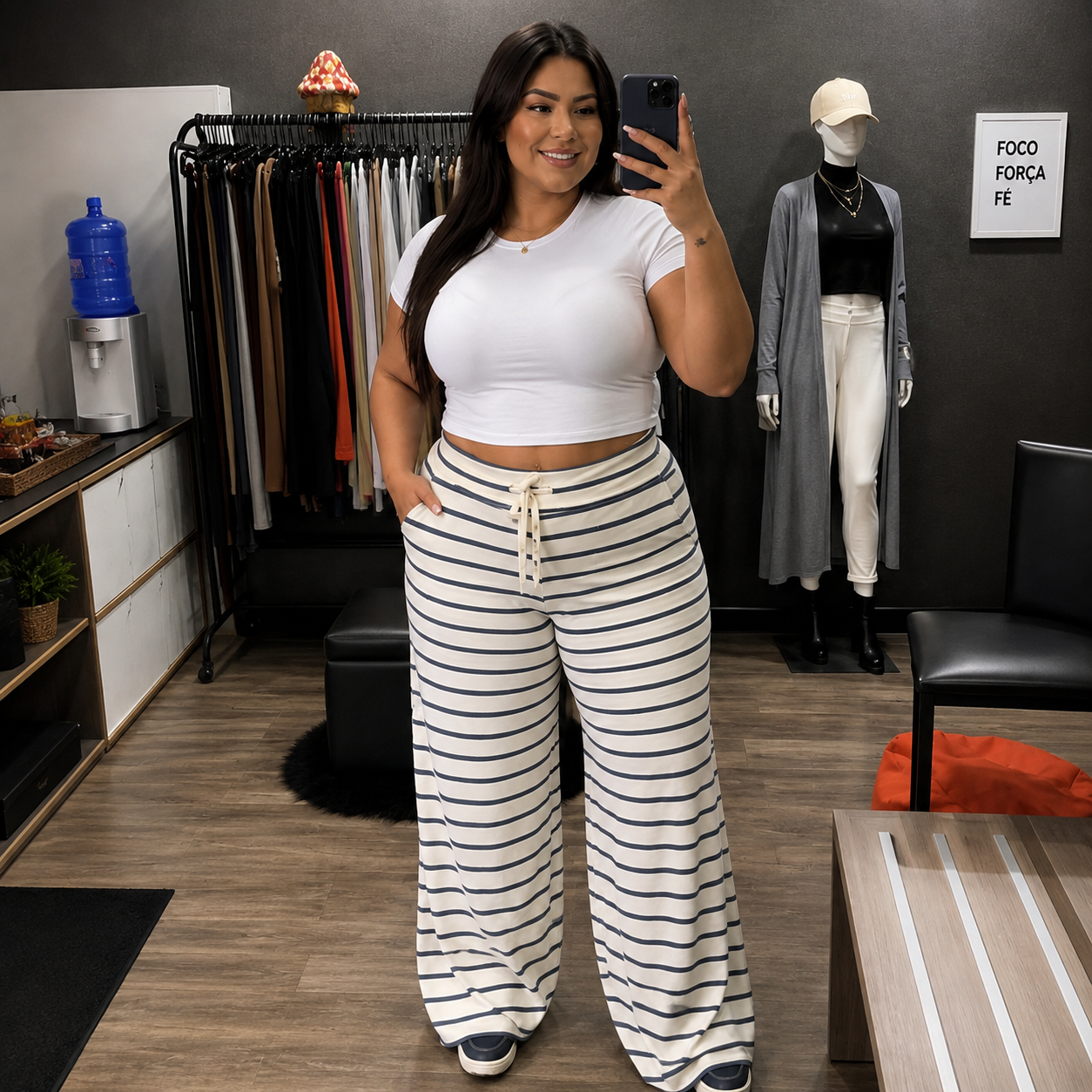 Calça Linho Listrada