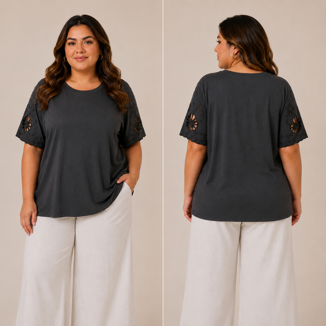 Blusinha Basica Com Aplicaçao Nas Mangas