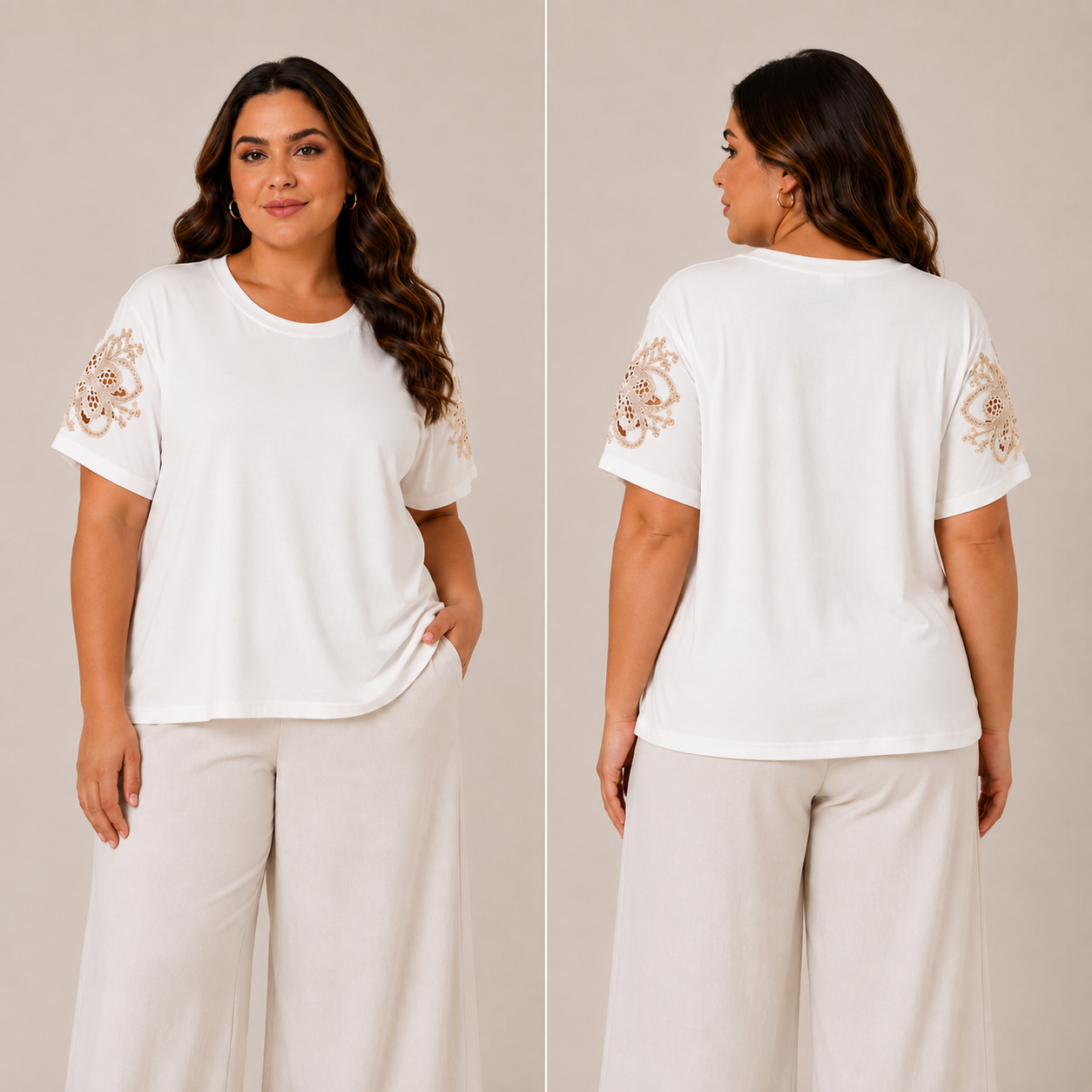 Blusinha Basica Com Aplicaçao Nas Mangas