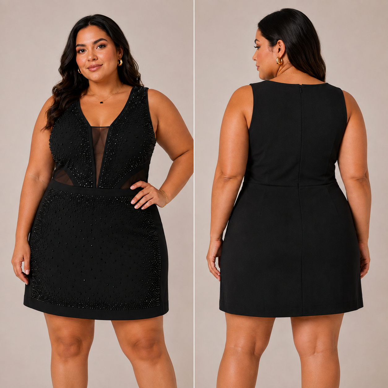 Vestido Strass + Tela PluzSize