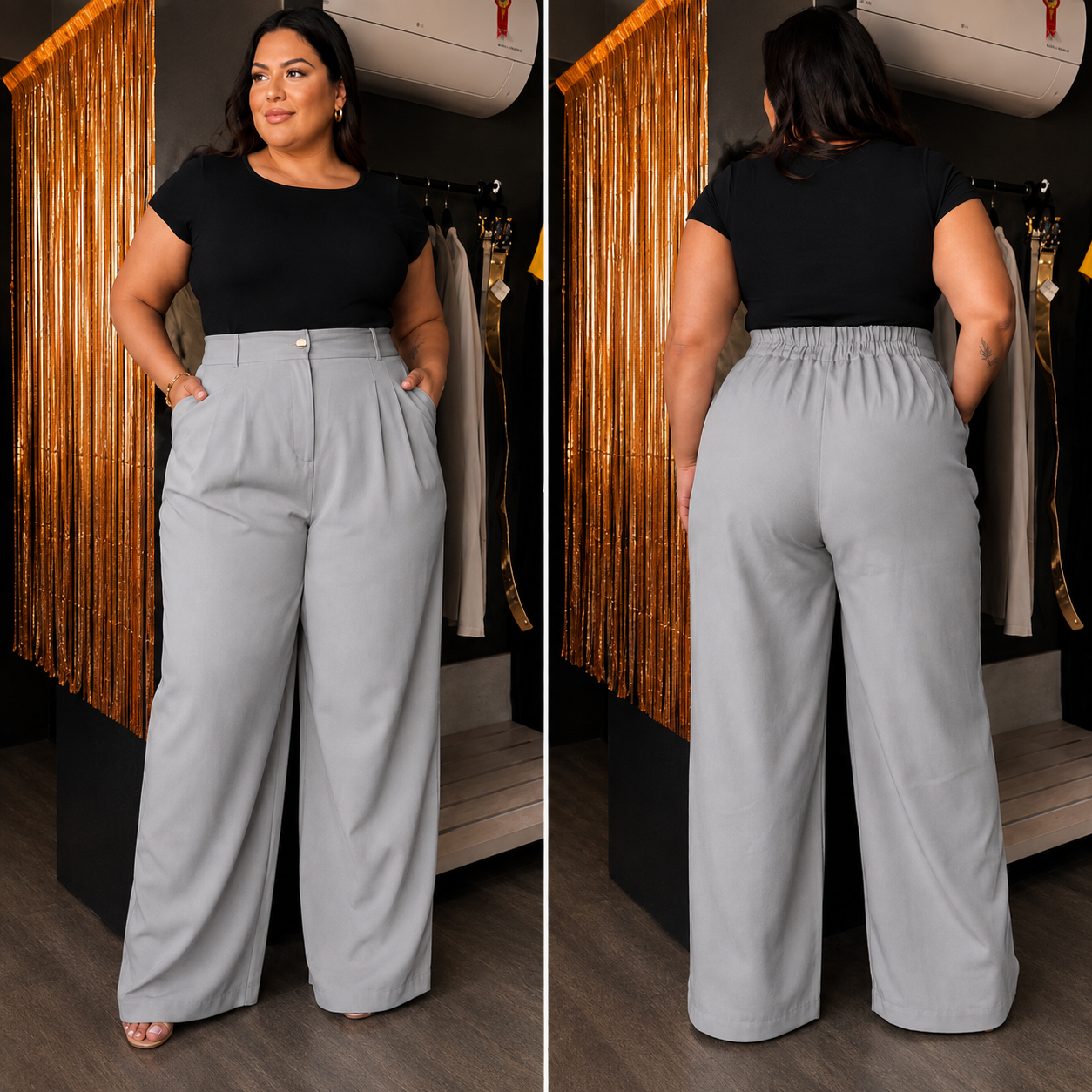 Calça Alfaiataria Com Elastico Plus Size