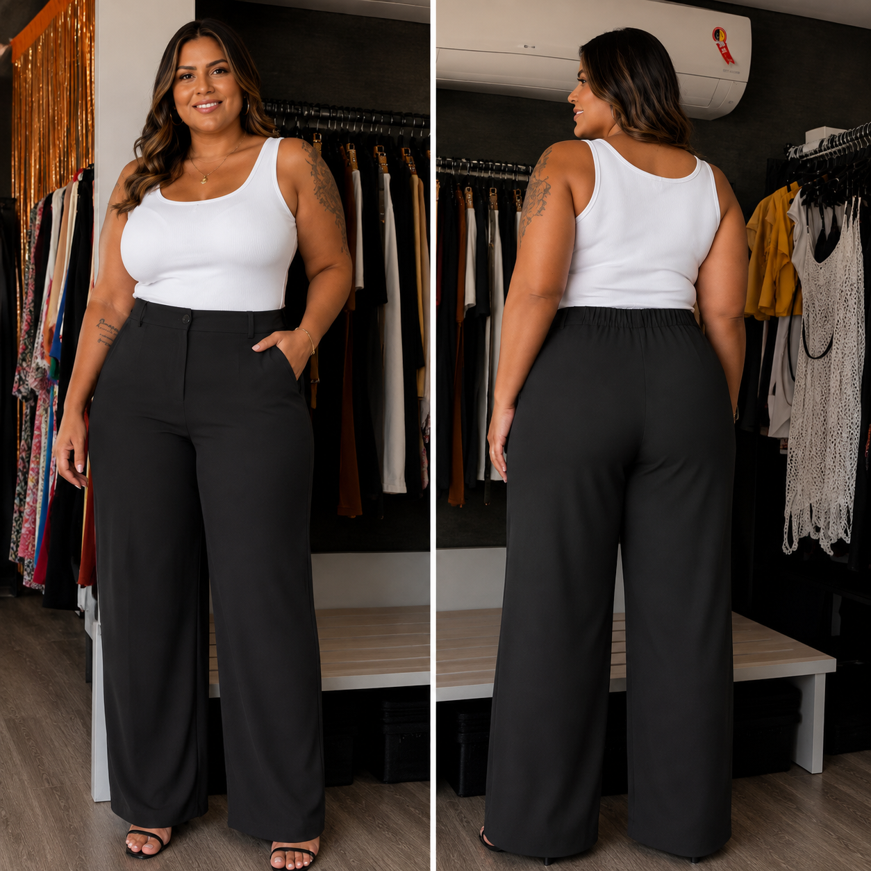 Calça Alfaiataria Com Elastico Plus Size