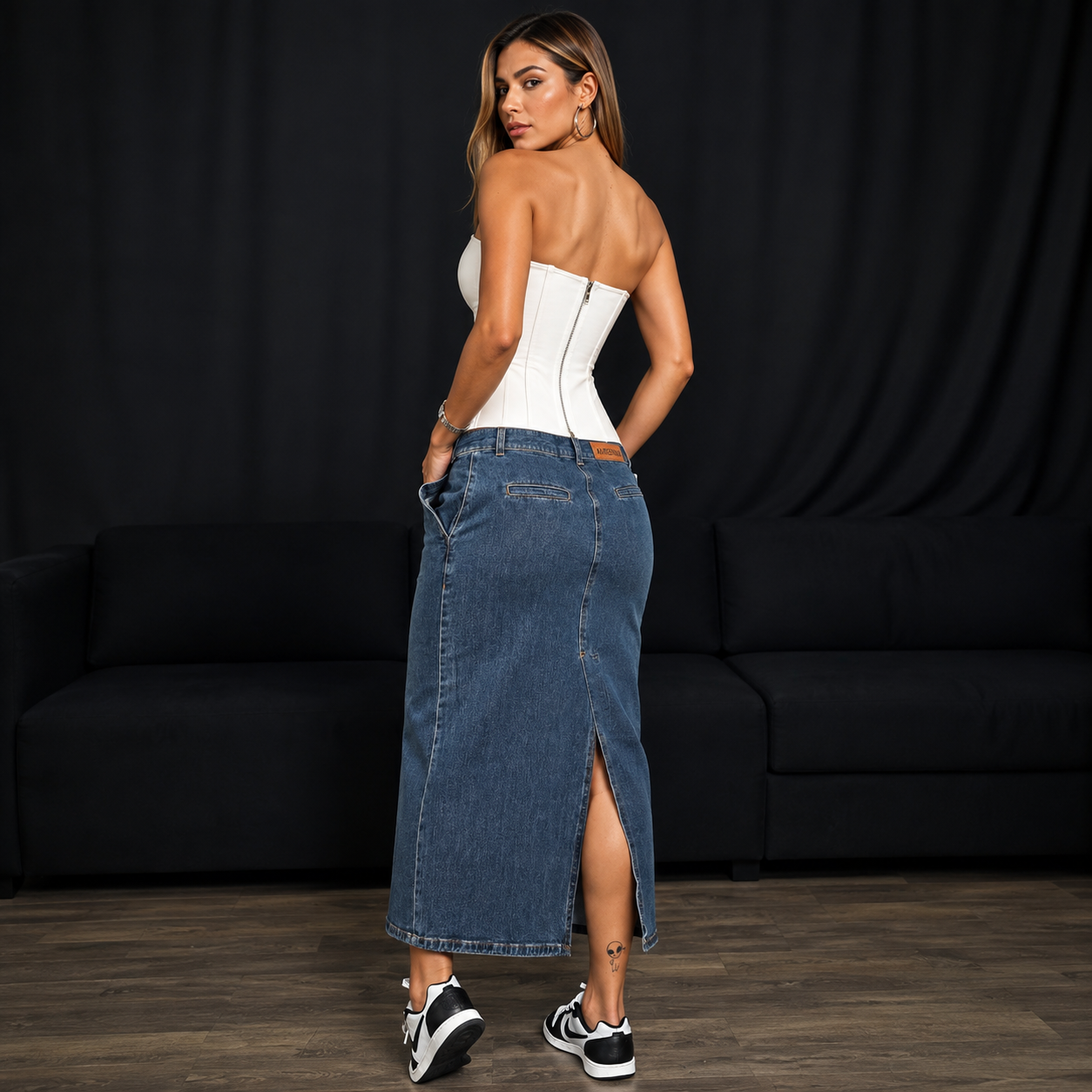 Saia Jeans Midi