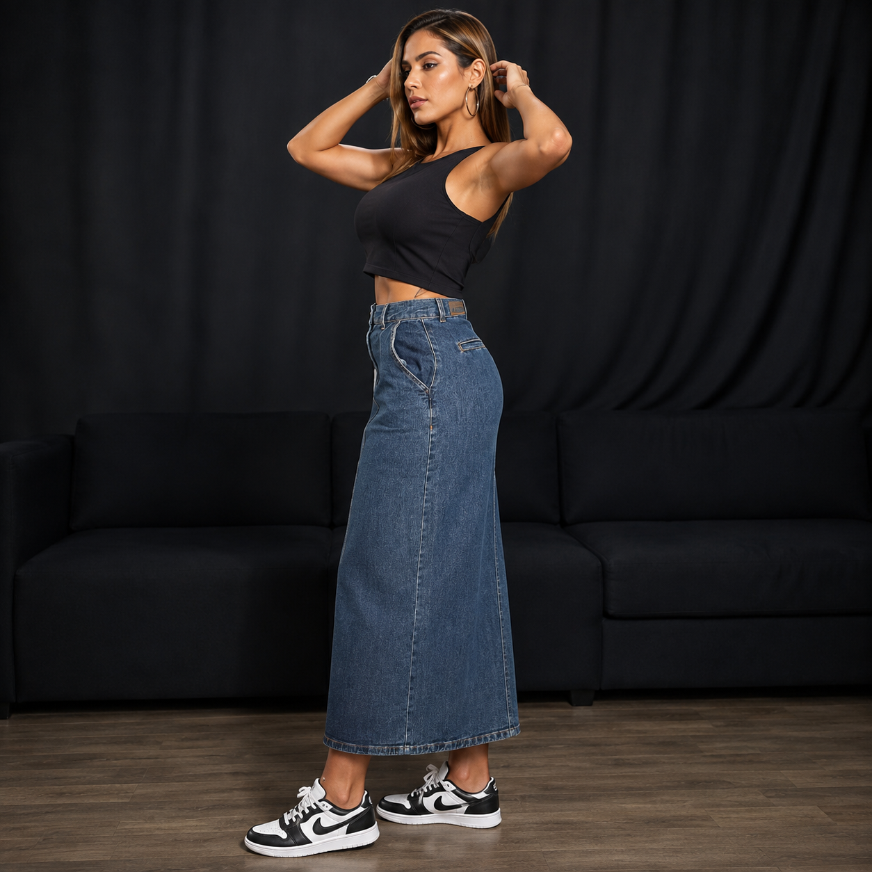 Saia Jeans Midi