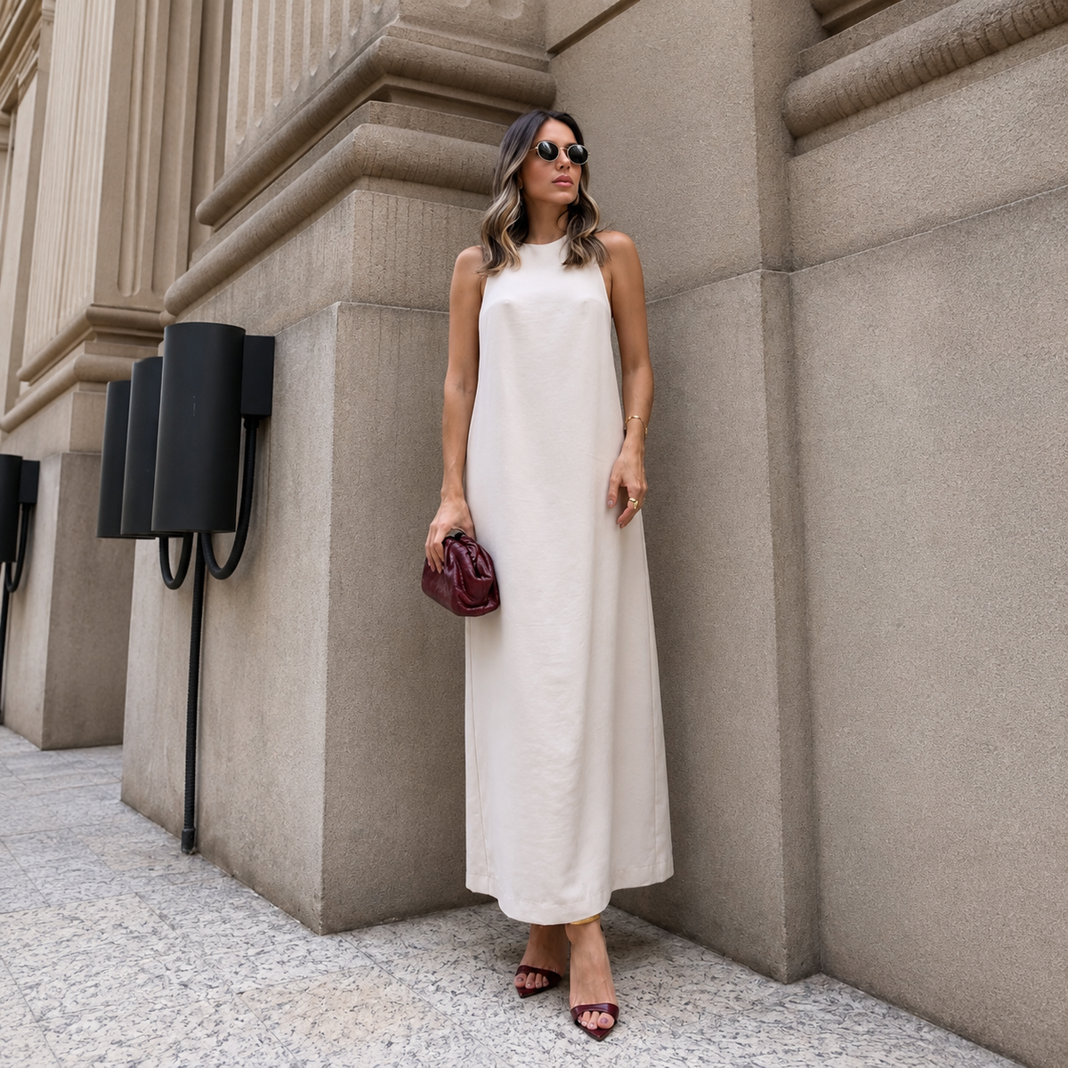 Vestido Alfaiataria Longo Costas Nua