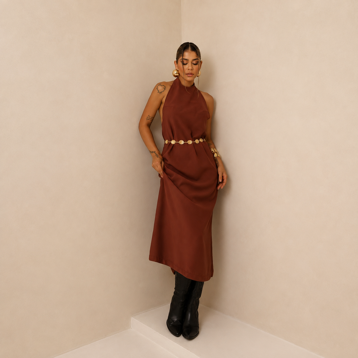 Vestido Alfaiataria Longo Costas Nua