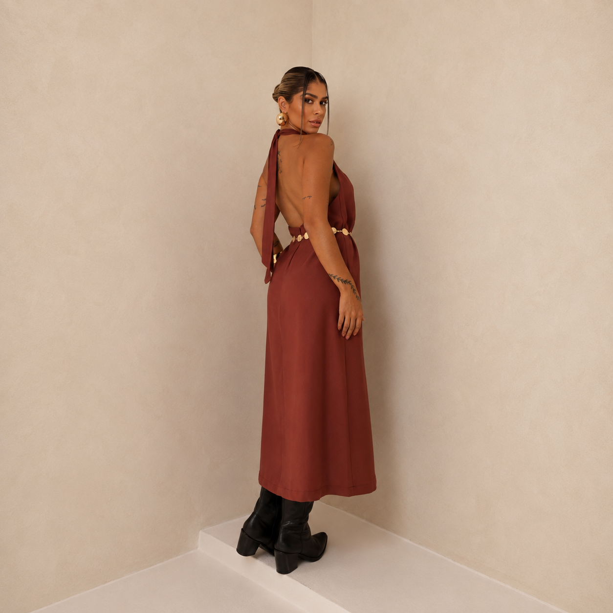 Vestido Alfaiataria Longo Costas Nua