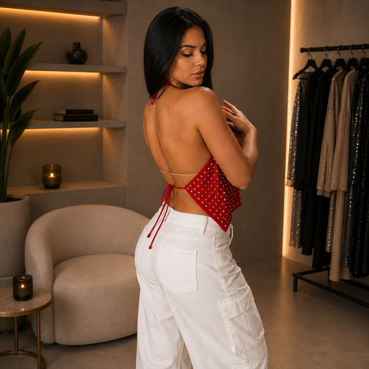 Cropped Frente Unica Strass