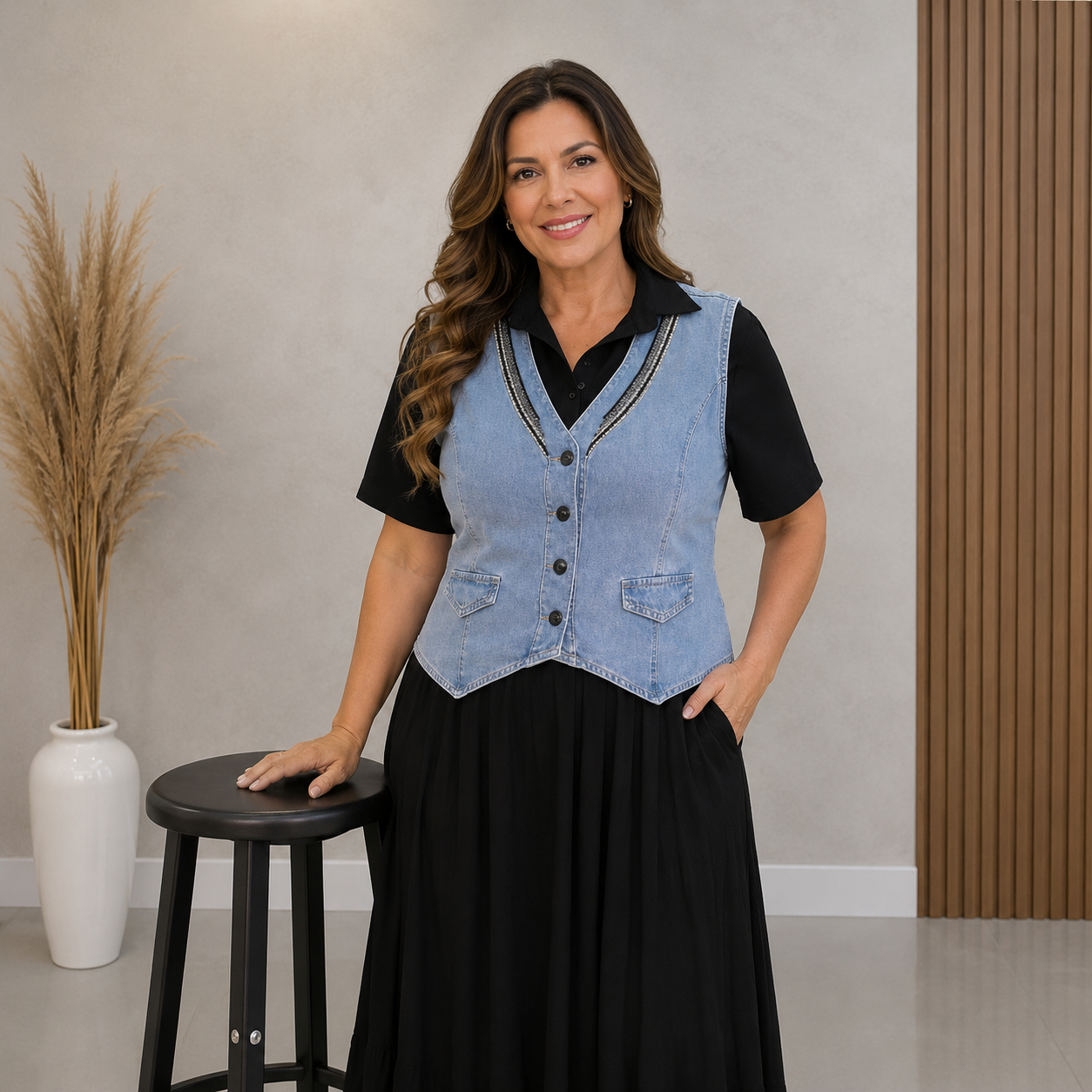 Colete Jeans + Aplicação