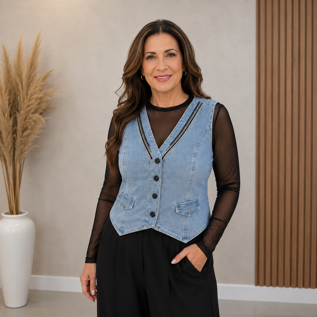 Colete Jeans + Aplicação