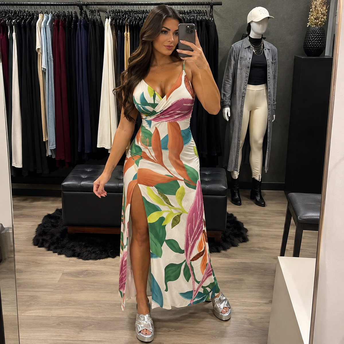 Vestido Longo Floral - Busto Trançado