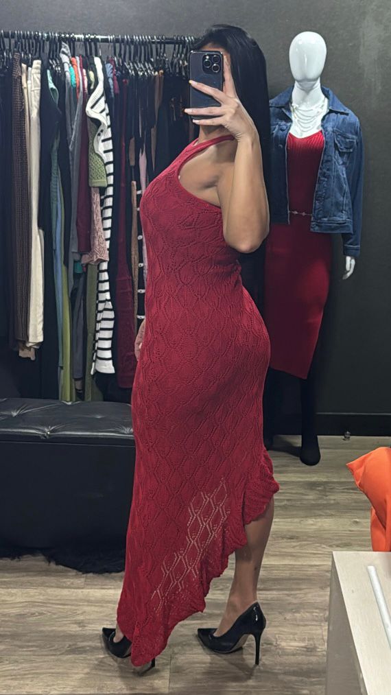 Vestido Fenda Lateral Tricô