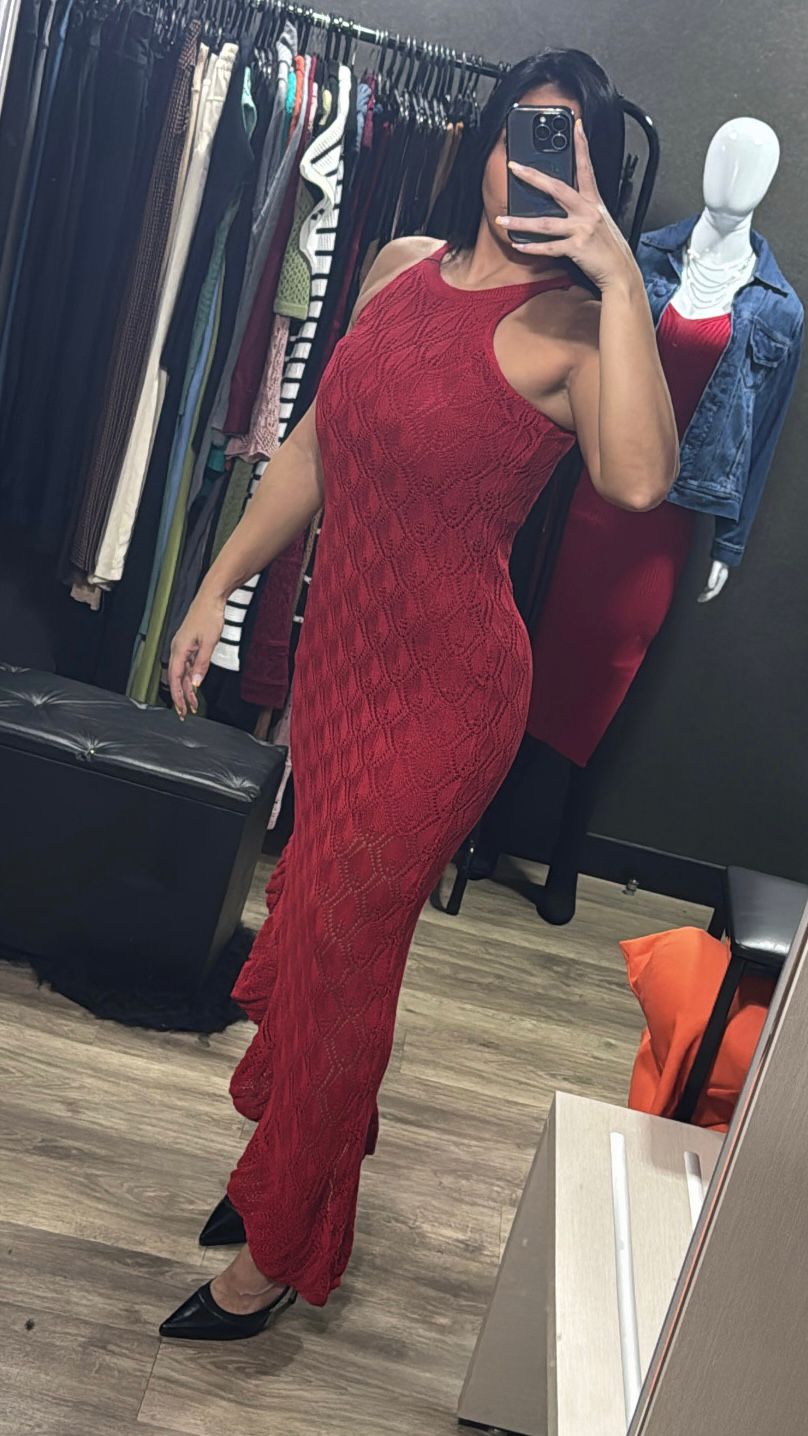 Vestido Fenda Lateral Tricô