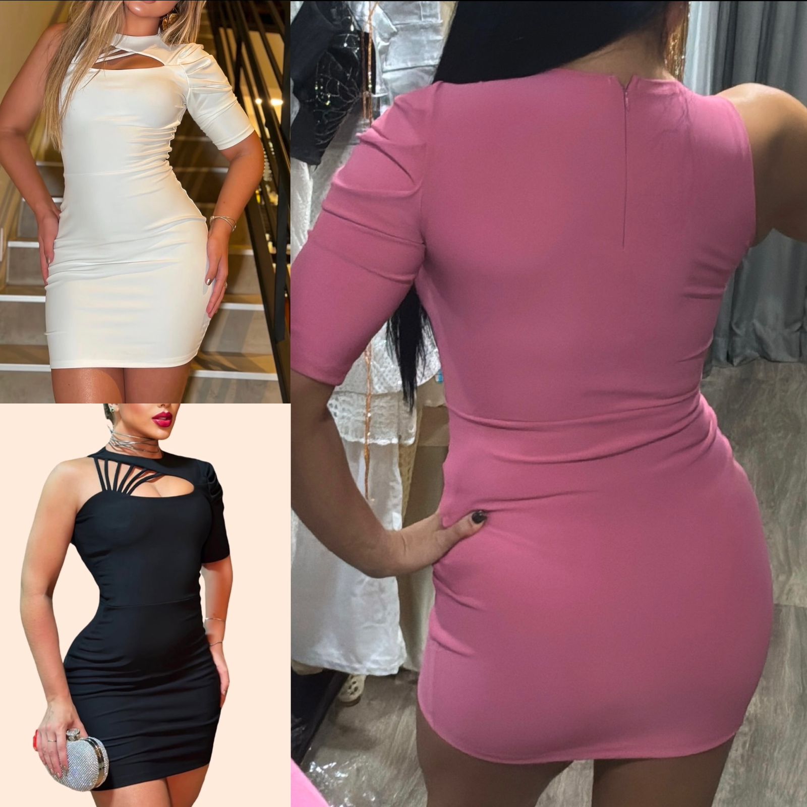 Vestido Ombro Só +  Recorte