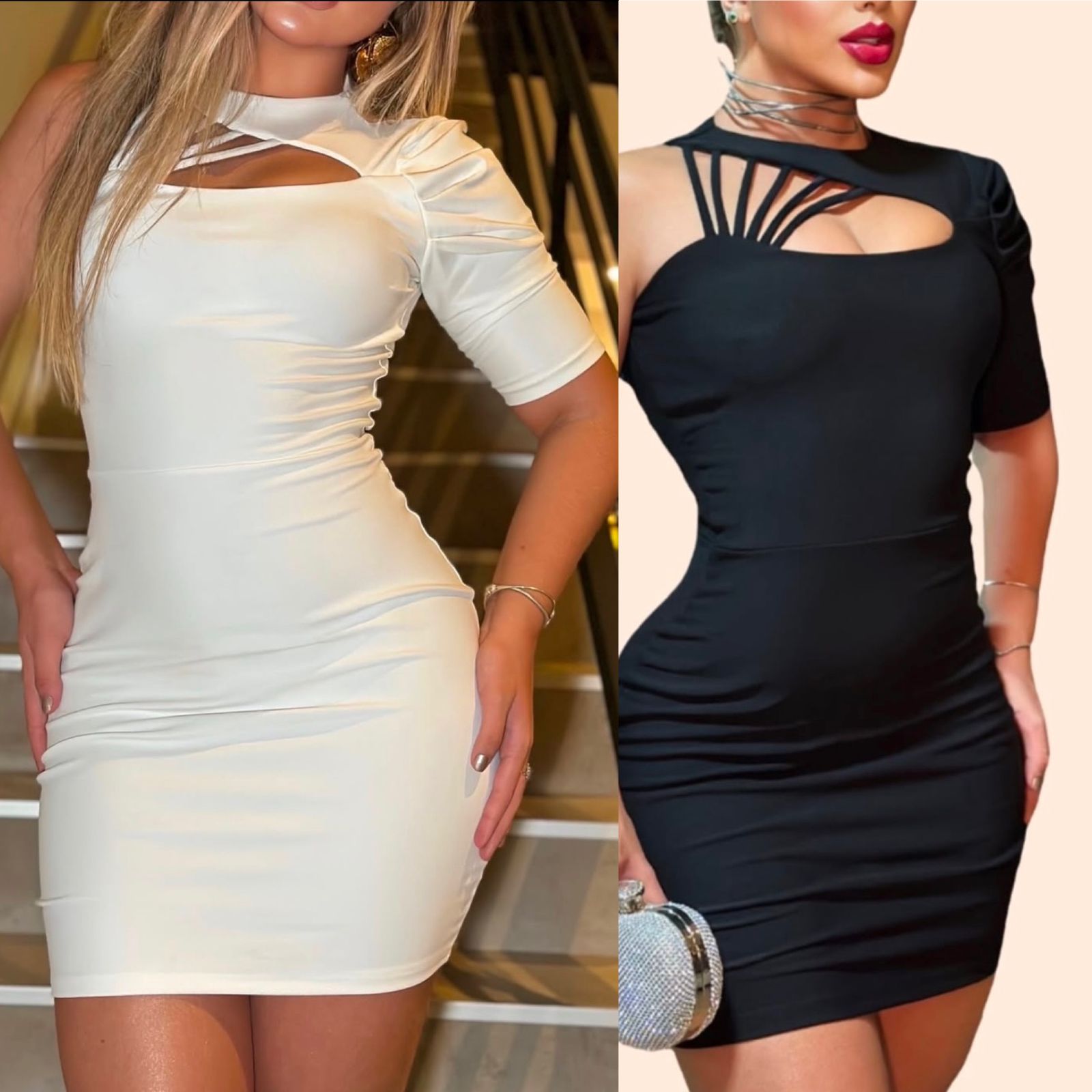 Vestido Ombro Só +  Recorte