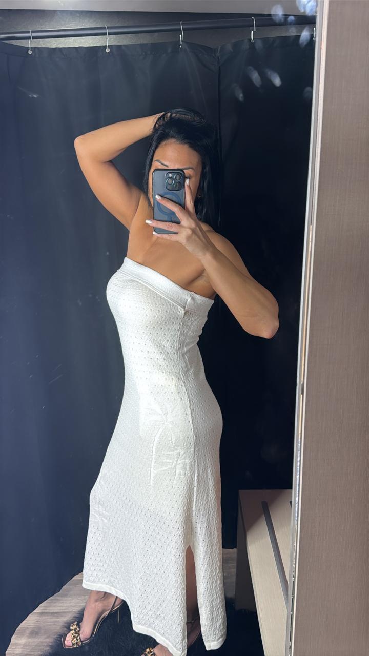Vestido Tricô Tomara Que Caia