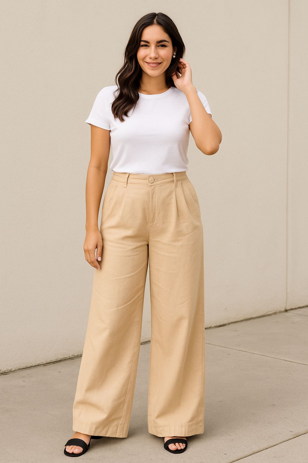 Calça Pantalona Com Cinto