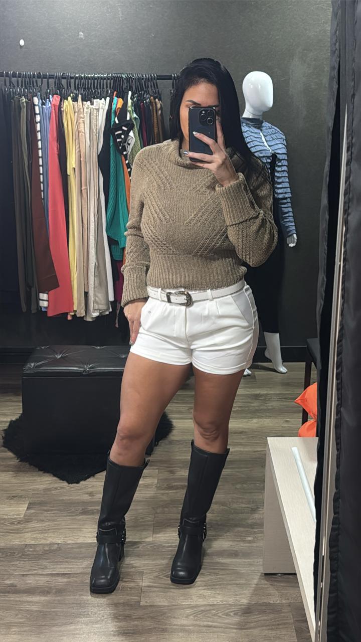 Blusas Tricô Gola Alta