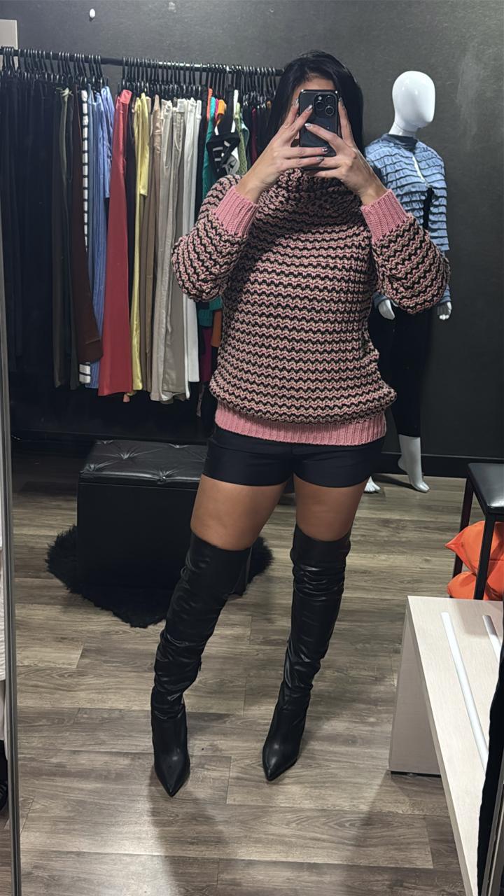 Blusas Tricô Gola Alta