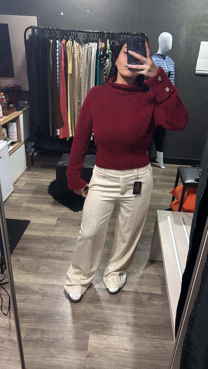 Blusas Tricô Gola Alta