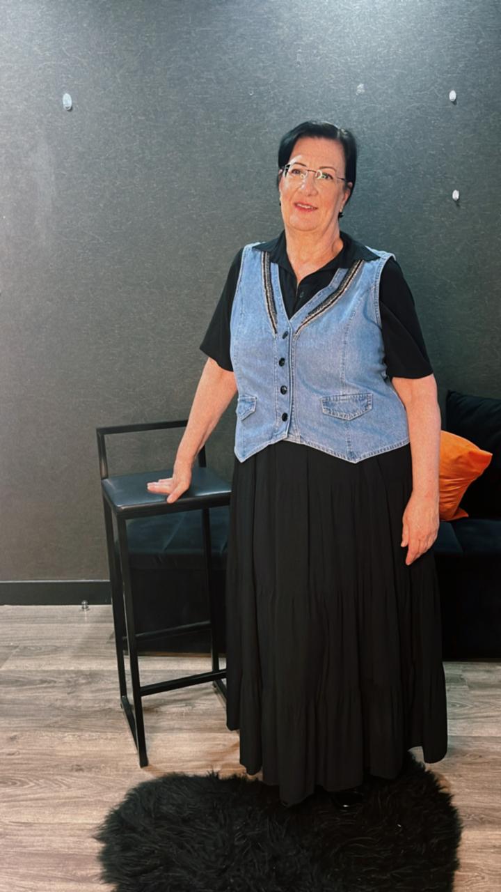 Colete Jeans + Aplicação