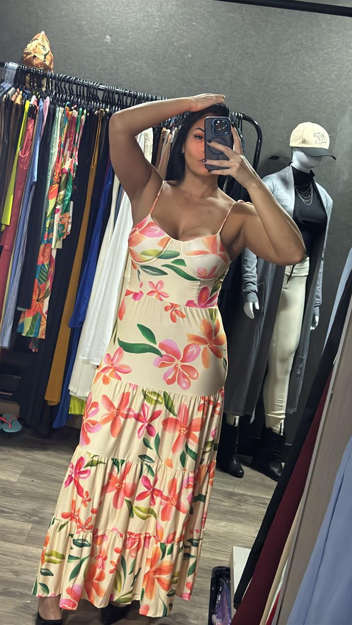 Vestido Longo Floral c/ Bojo