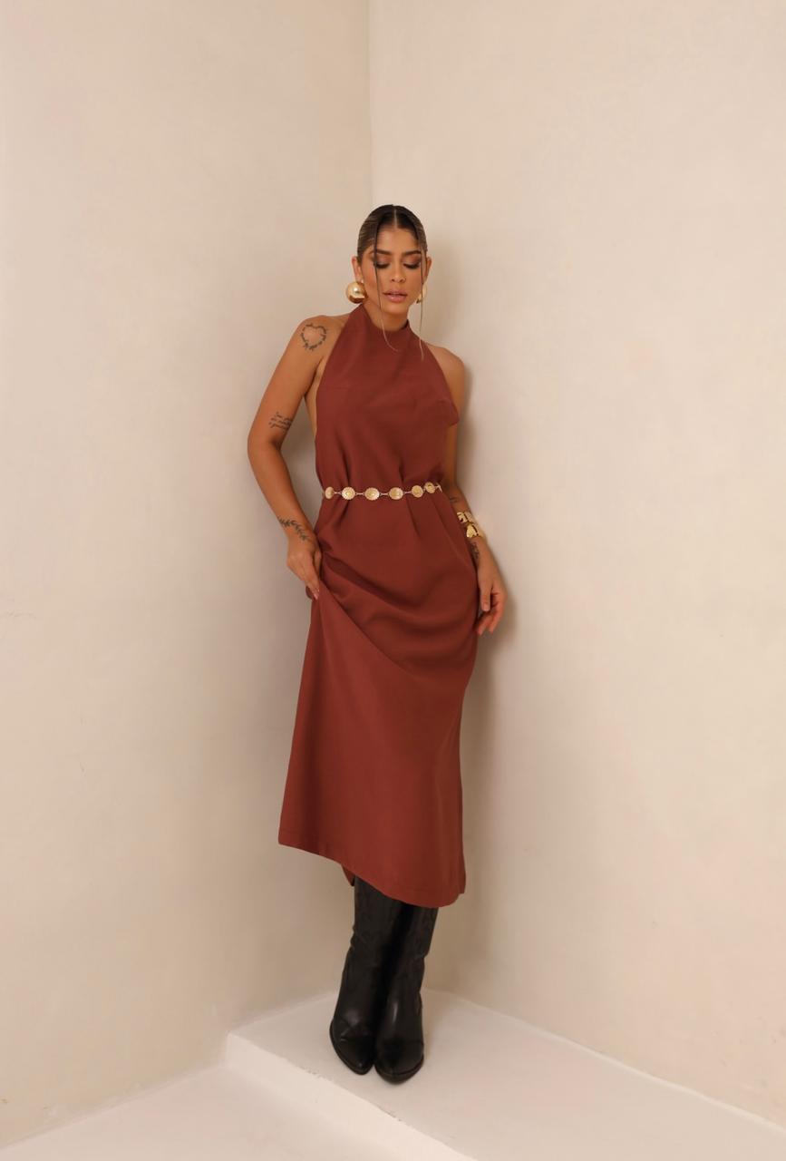 Vestido Alfaiataria Longo Costas Nua