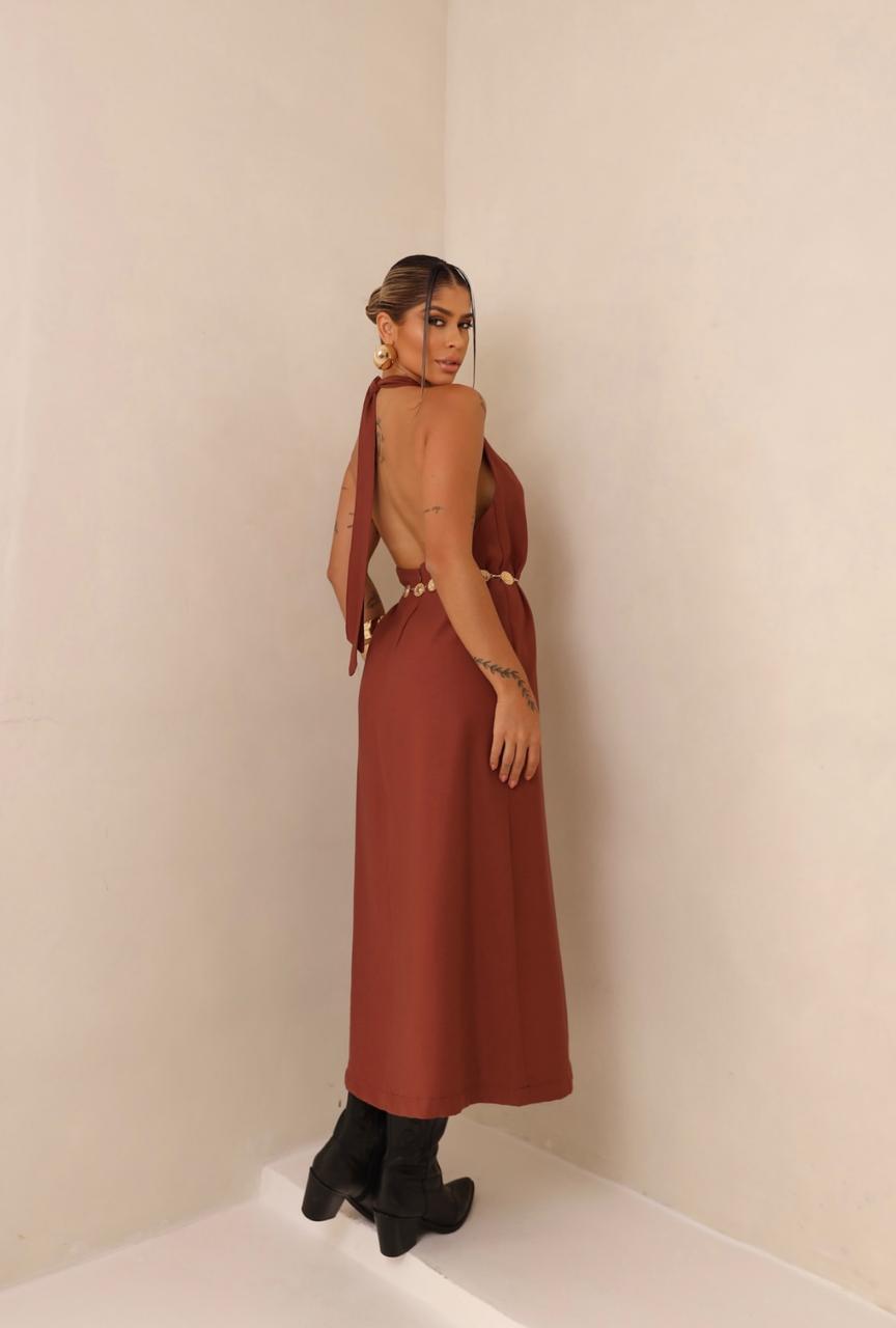 Vestido Alfaiataria Longo Costas Nua