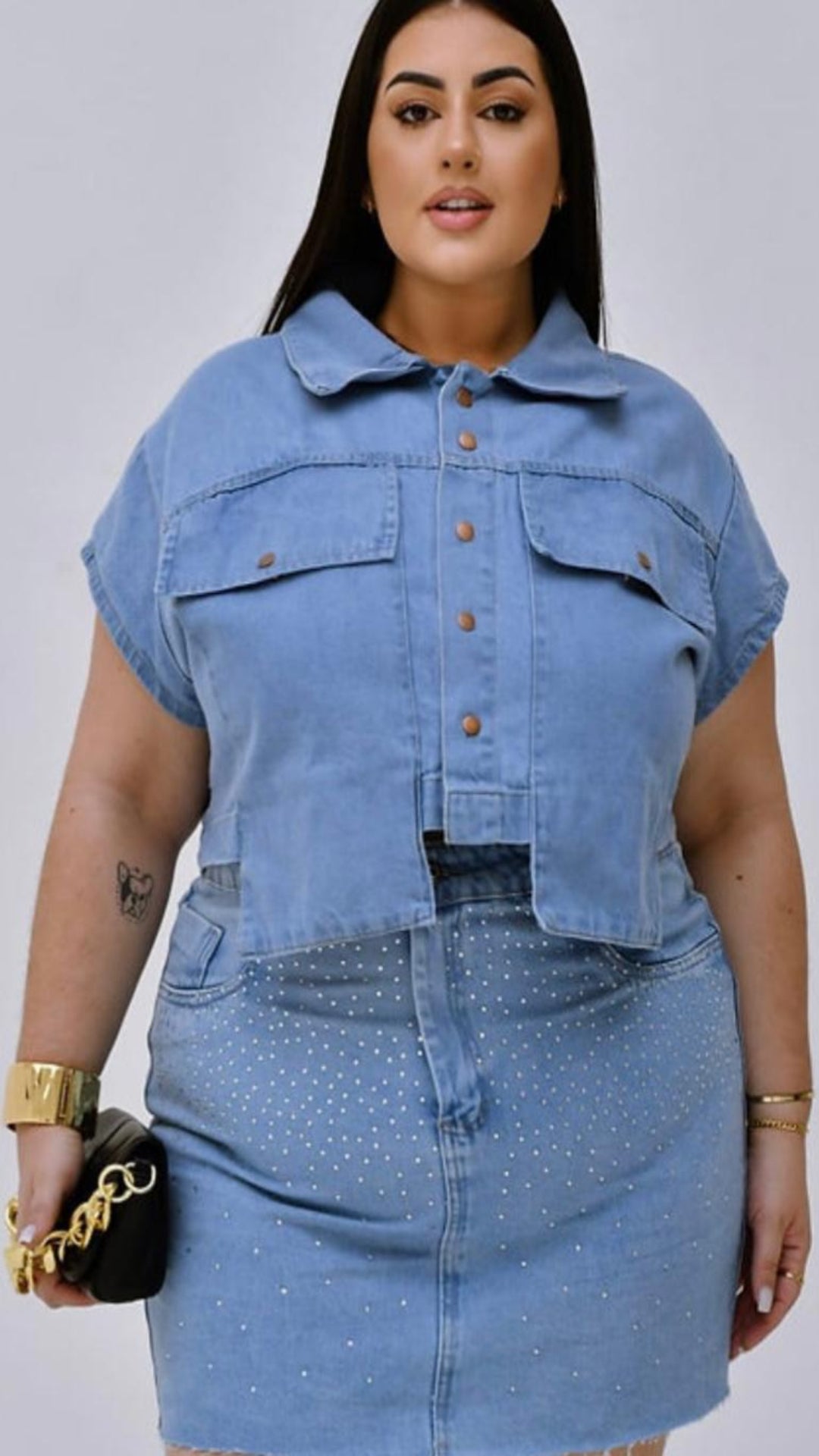 Camisa Jeans Cropped