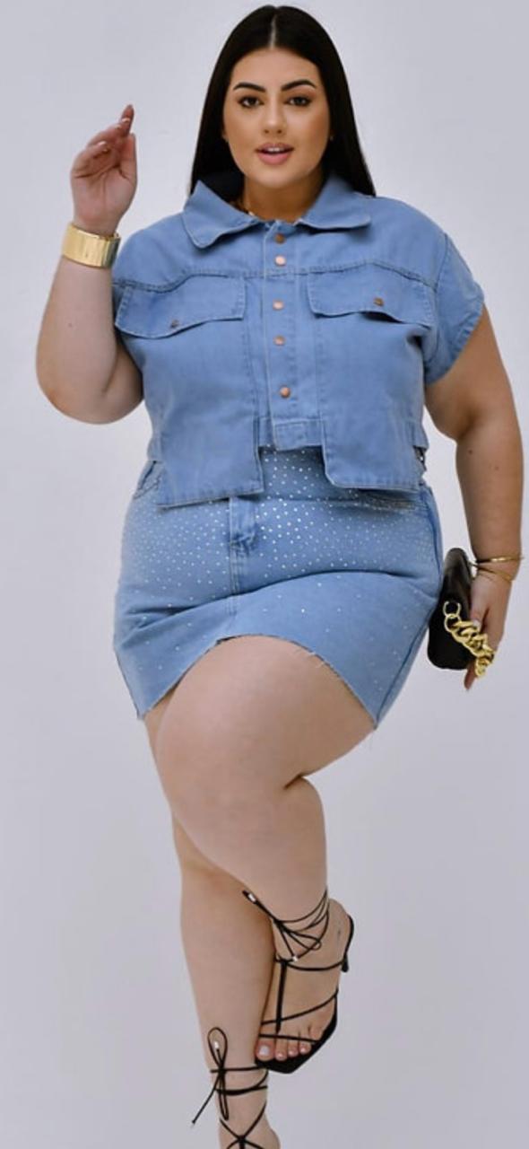 Camisa Jeans Cropped