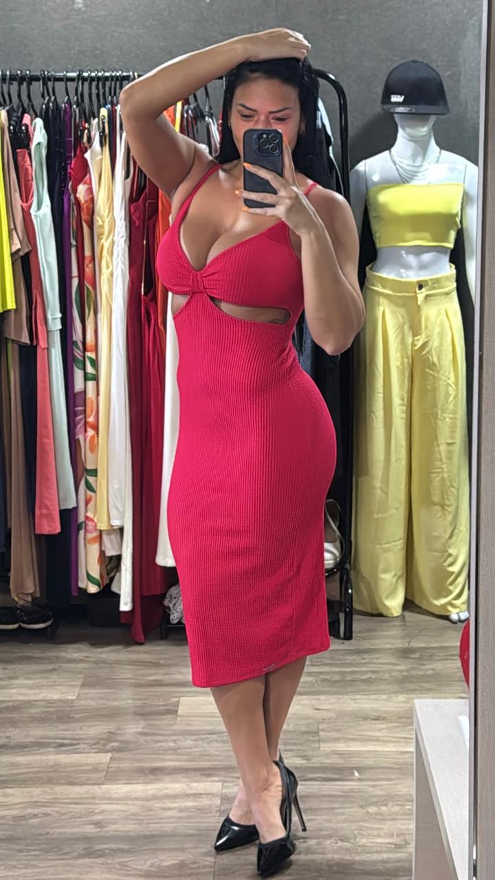 Vestido Midi Recorte Busto